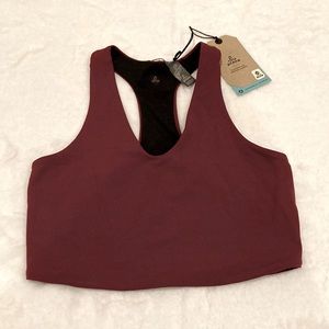 Prana Momento crop top, maroon/black, Sz S
